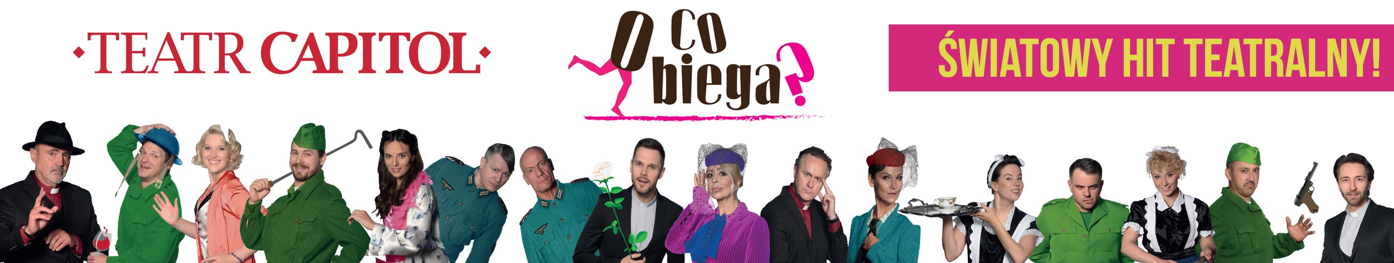 Baner promocyjny spektaklu O co biega?